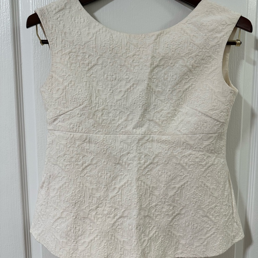 Zara Cream Textured Sleeveless Blouse